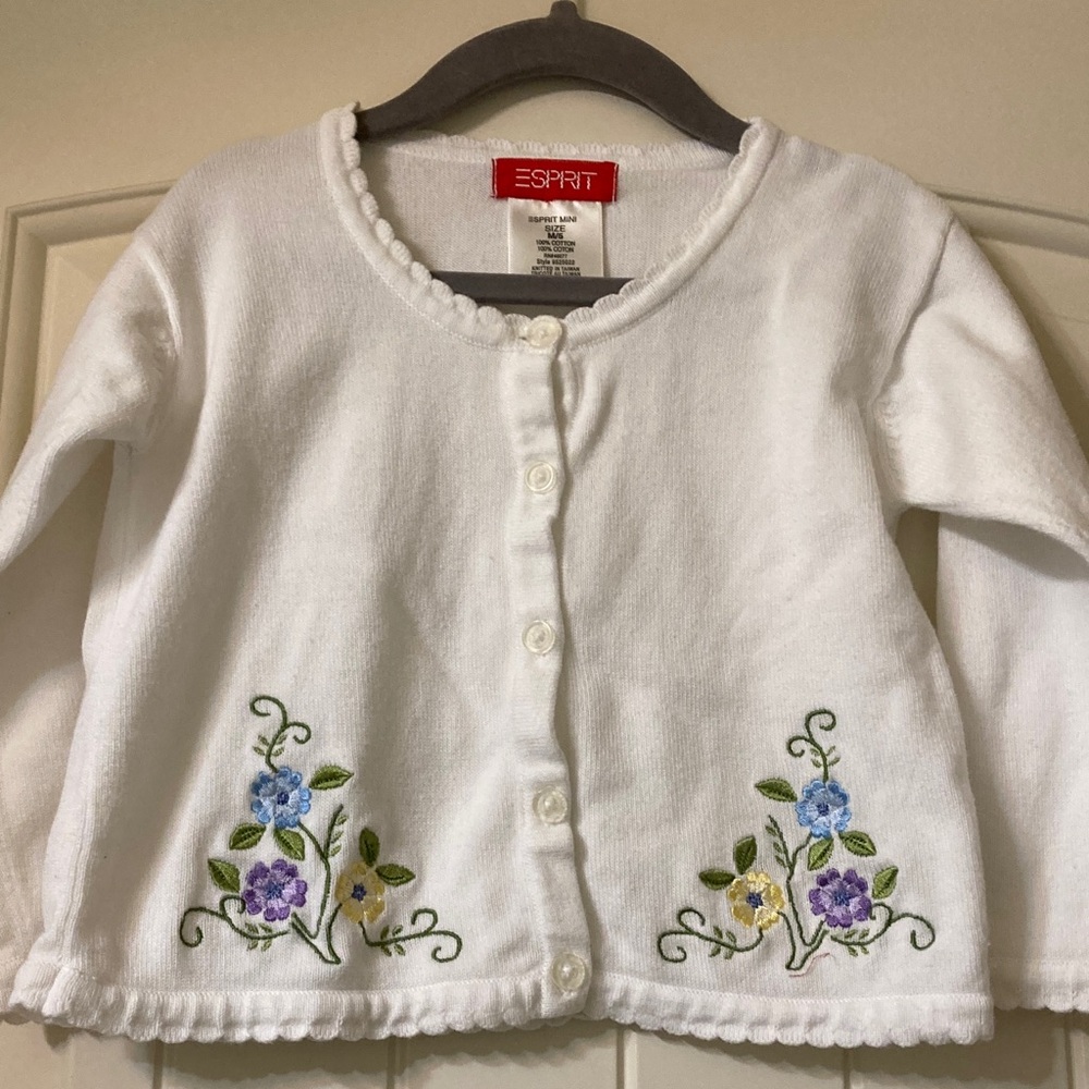 Kids Esprit White Cardigan with Colorful Floral Design